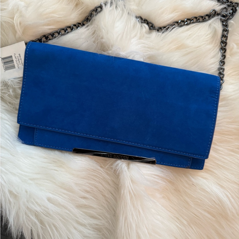 Steve Madden Vibrant Blue Clutch with Chain Strap